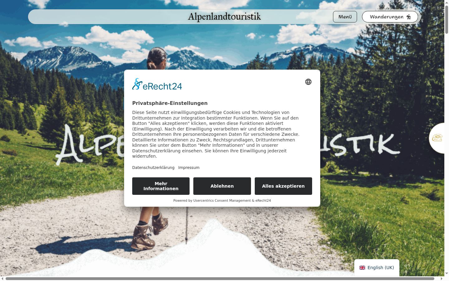 Screenshot del banner di consenso mostrato prima di qualsiasi interazione