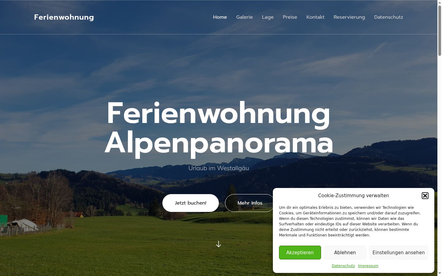 Screenshot van de toestemmingsbanner zoals getoond vóór enige interactie