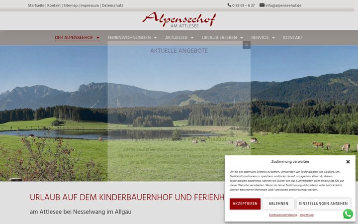 Screenshot von alpenseehof.de