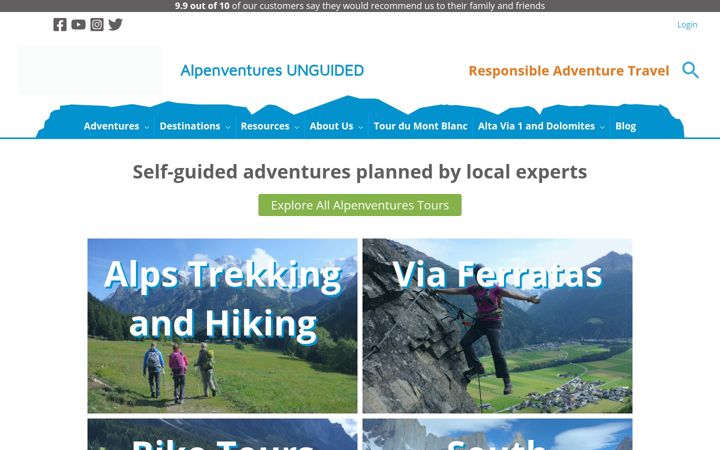 Ekrano kopija alpenventuresunguided.com