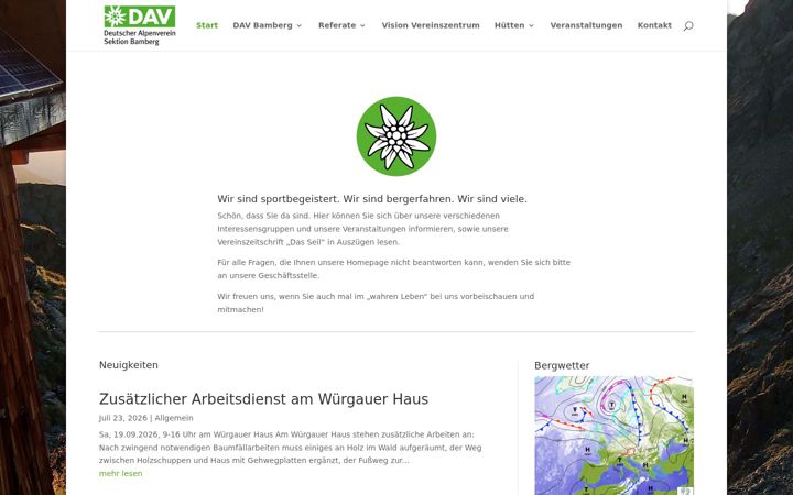 Screenshot of alpenverein-bamberg.de