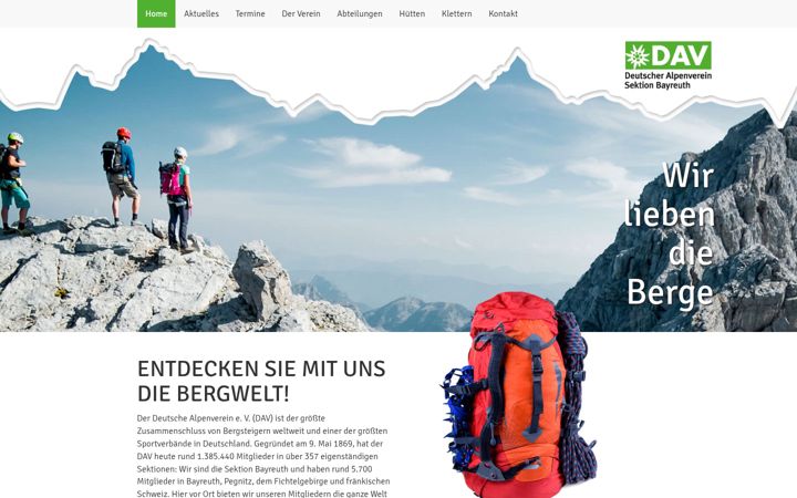 Screenshot of alpenverein-bayreuth.de