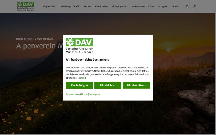Screenshot of alpenverein-muenchen-oberland.de