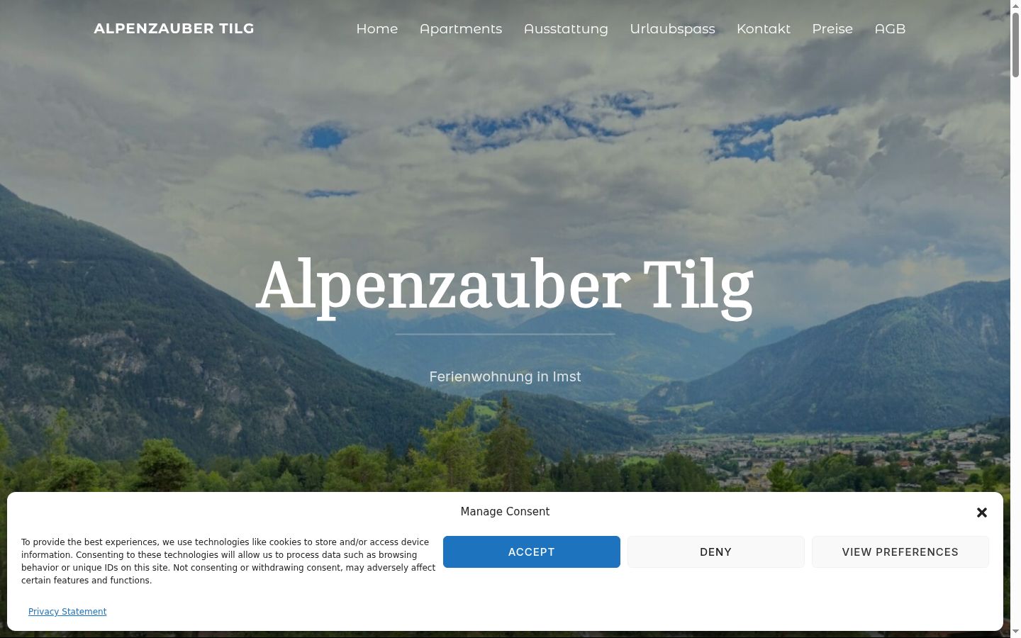 Screenshot des Einwilligungsbanners vor jeglicher Interaktion