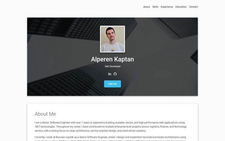 Screenshot of alperenkaptan.com