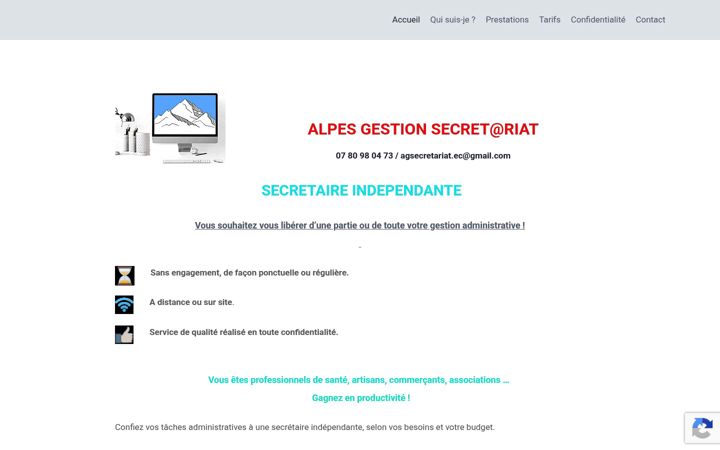 Screenshot of alpesgestionsecretariat.fr