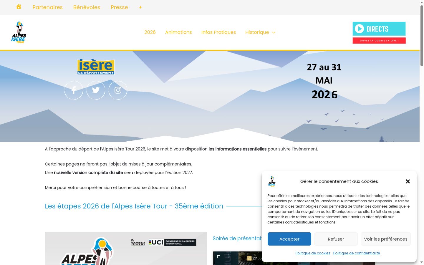 Screenshot of the consent banner shown before any interaction