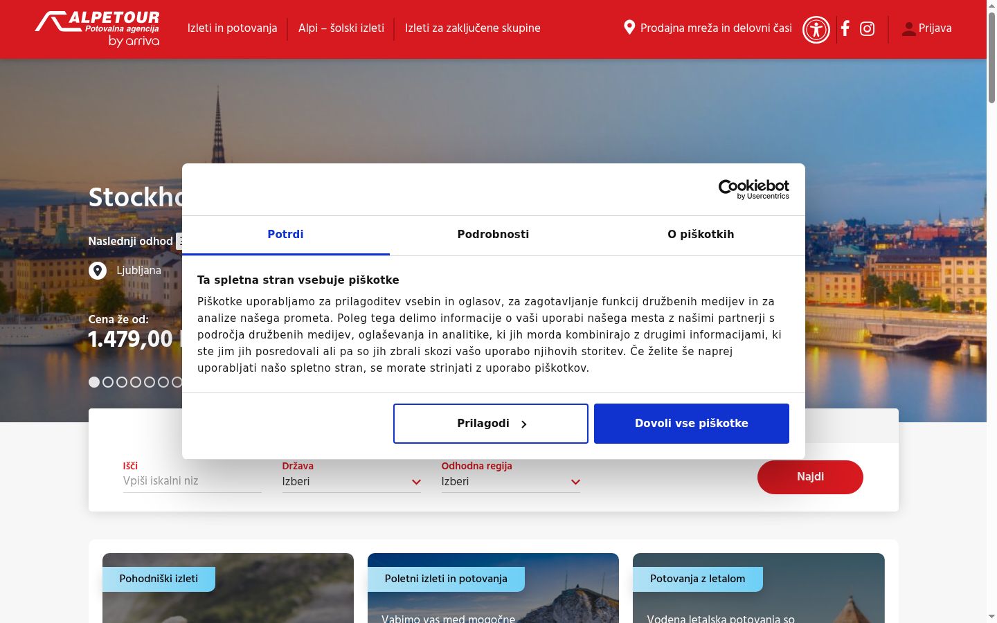 Zrzut ekranu banera zgody wyświetlanego przed jakąkolwiek interakcją