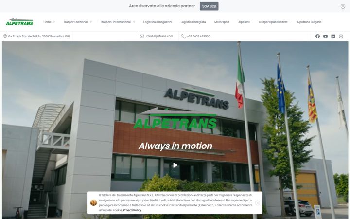 Screenshot of alpetrans.com
