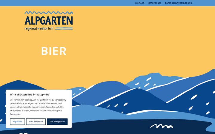 Screenshot of alpgarten-bier.de