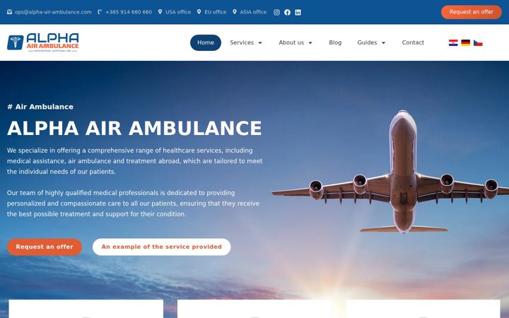 Ekrānuzņēmums no alpha-air-ambulance.com