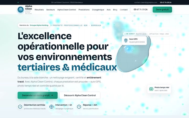Kuvakaappaus sivustosta alpha-clean.fr
