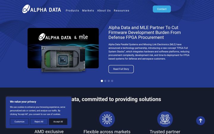 Screenshot von alpha-data.com