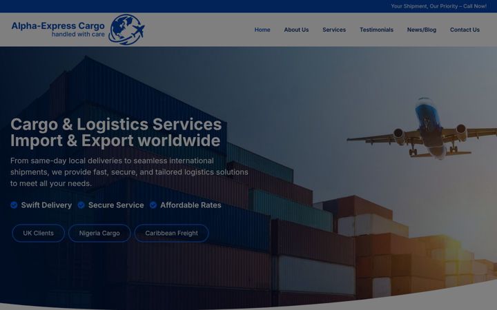 Screenshot of alpha-expresscargo.co.uk