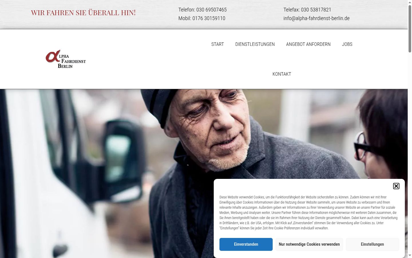 Screenshot des Einwilligungsbanners vor jeglicher Interaktion