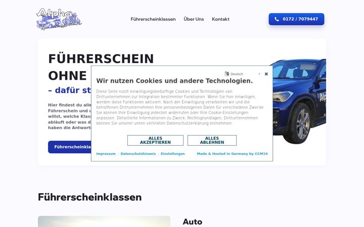 Ekrānuzņēmums no alpha-fahrschule.de