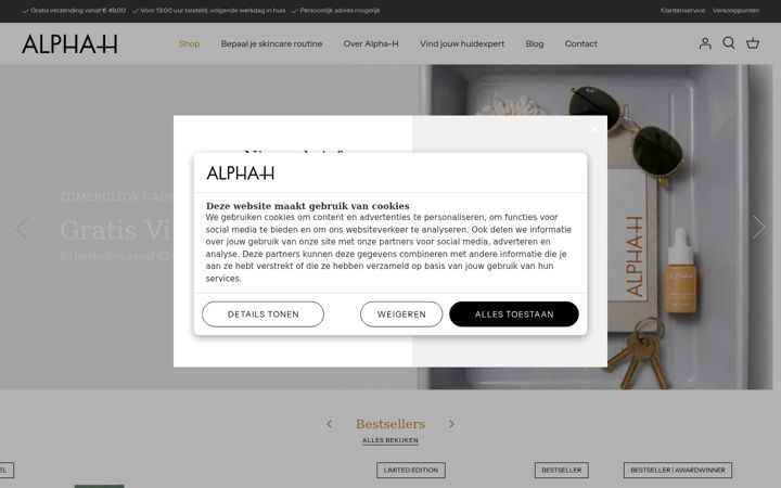 Screenshot of alpha-h.nl