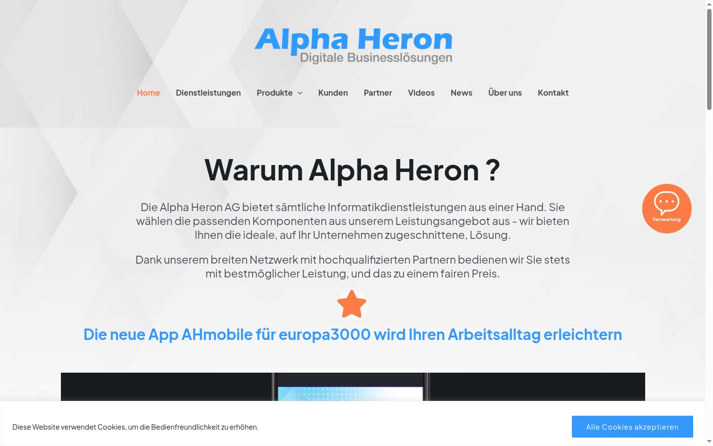 Screenshot des Einwilligungsbanners vor jeglicher Interaktion