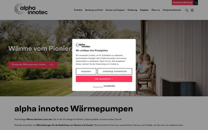 Zrzut ekranu alpha-innotec.com