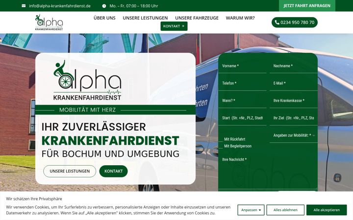 Ekrānuzņēmums no alpha-krankenfahrdienst.de