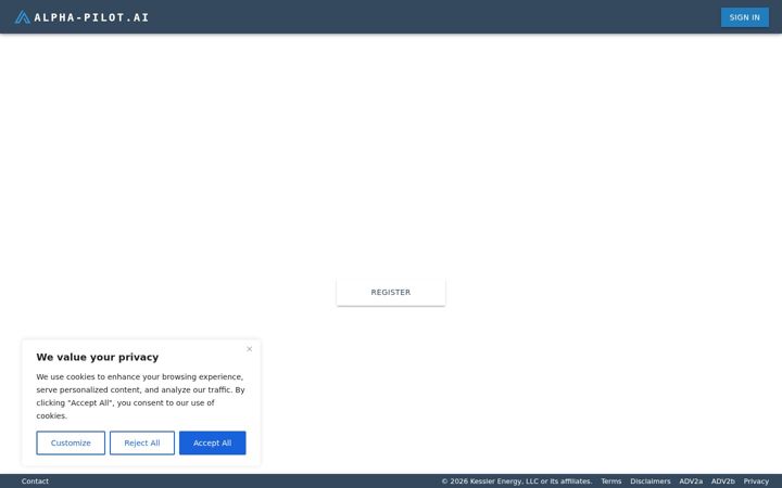 Screenshot of alpha-pilot.ai