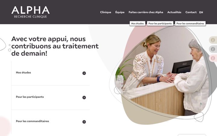 Screenshot of alpha-recherche.ca