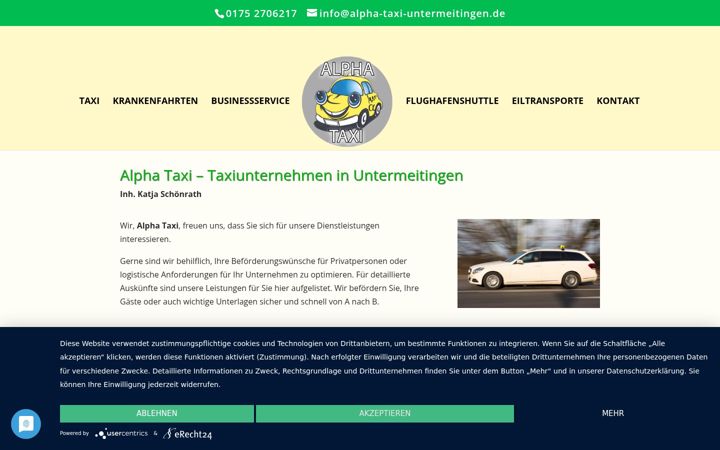 Screenshot di alpha-taxi-untermeitingen.de