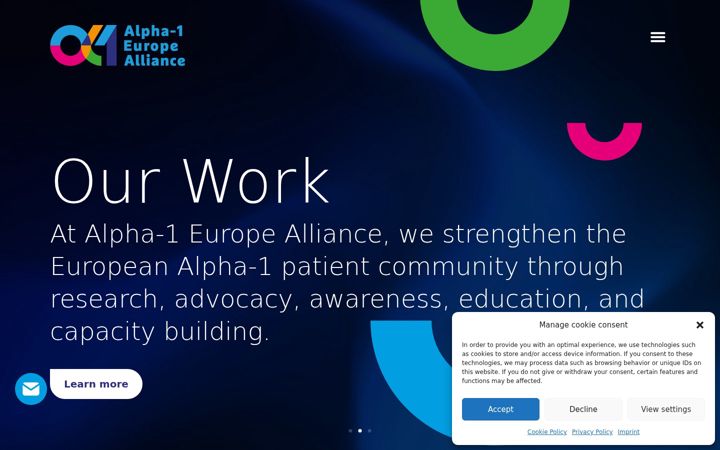 Screenshot von alpha1europe.org