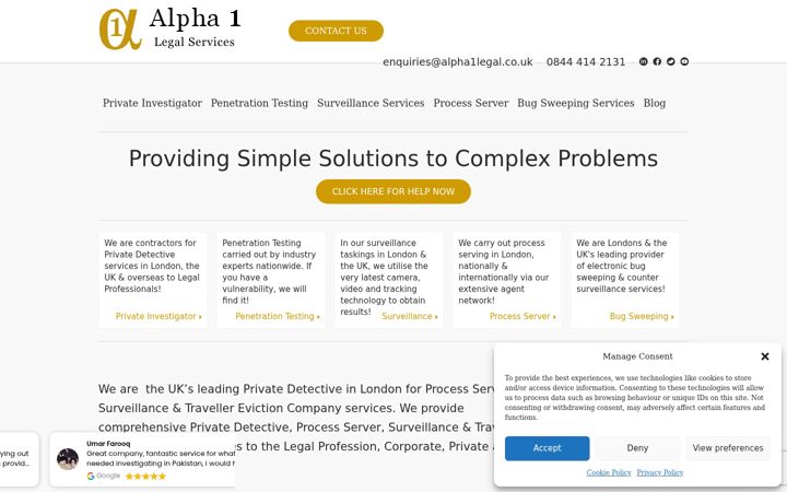 Screenshot von alpha1legal.co.uk