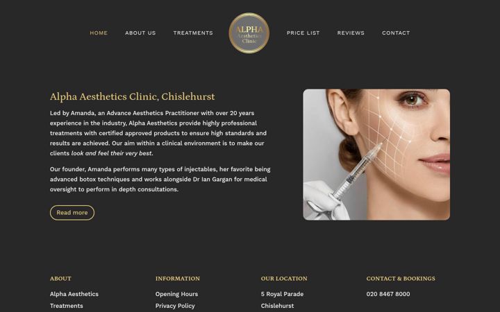 Zrzut ekranu alphaaestheticsclinic.com