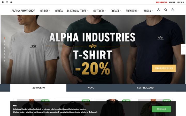 Screenshot of alphaarmyshop.hr