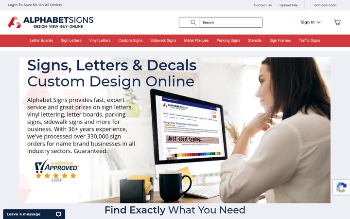Screenshot of alphabetsigns.com