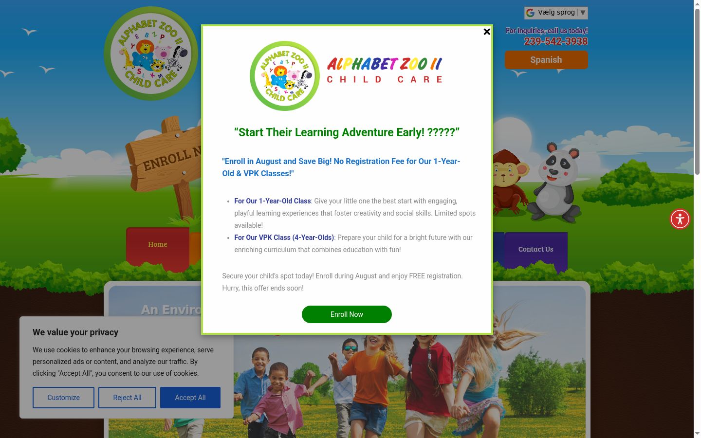 Screenshot of the consent banner shown before any interaction