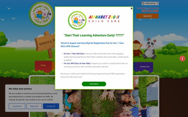 Screenshot of alphabetzoochildcare.com