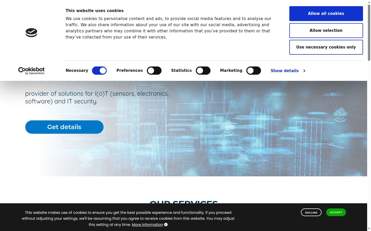 Screenshot of the consent banner shown before any interaction