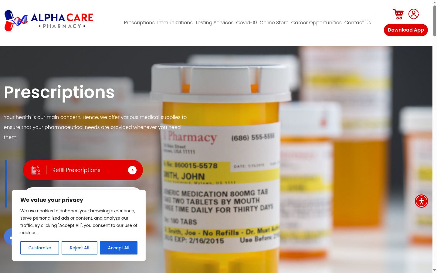 Screenshot of the consent banner shown before any interaction