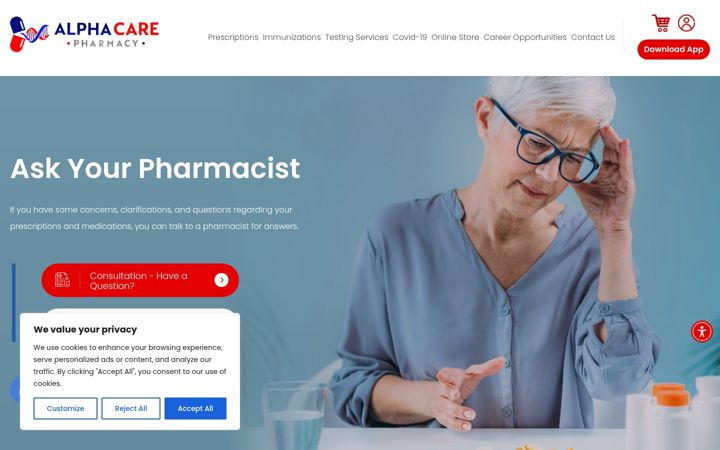 Screenshot of alphacarerx.net