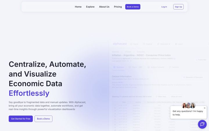 Screenshot of alphacast.io