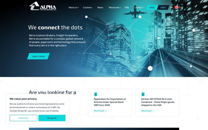 Screenshot of alphacbusa.com