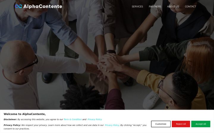 Screenshot of alphacontente.io