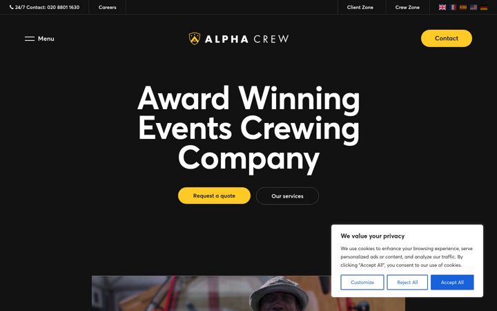 Екранна снимка на alphacrew.co.uk