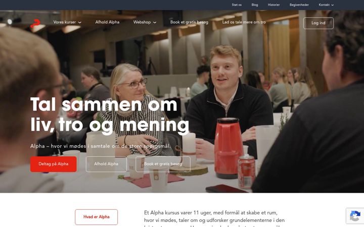 Екранна снимка на alphadanmark.dk