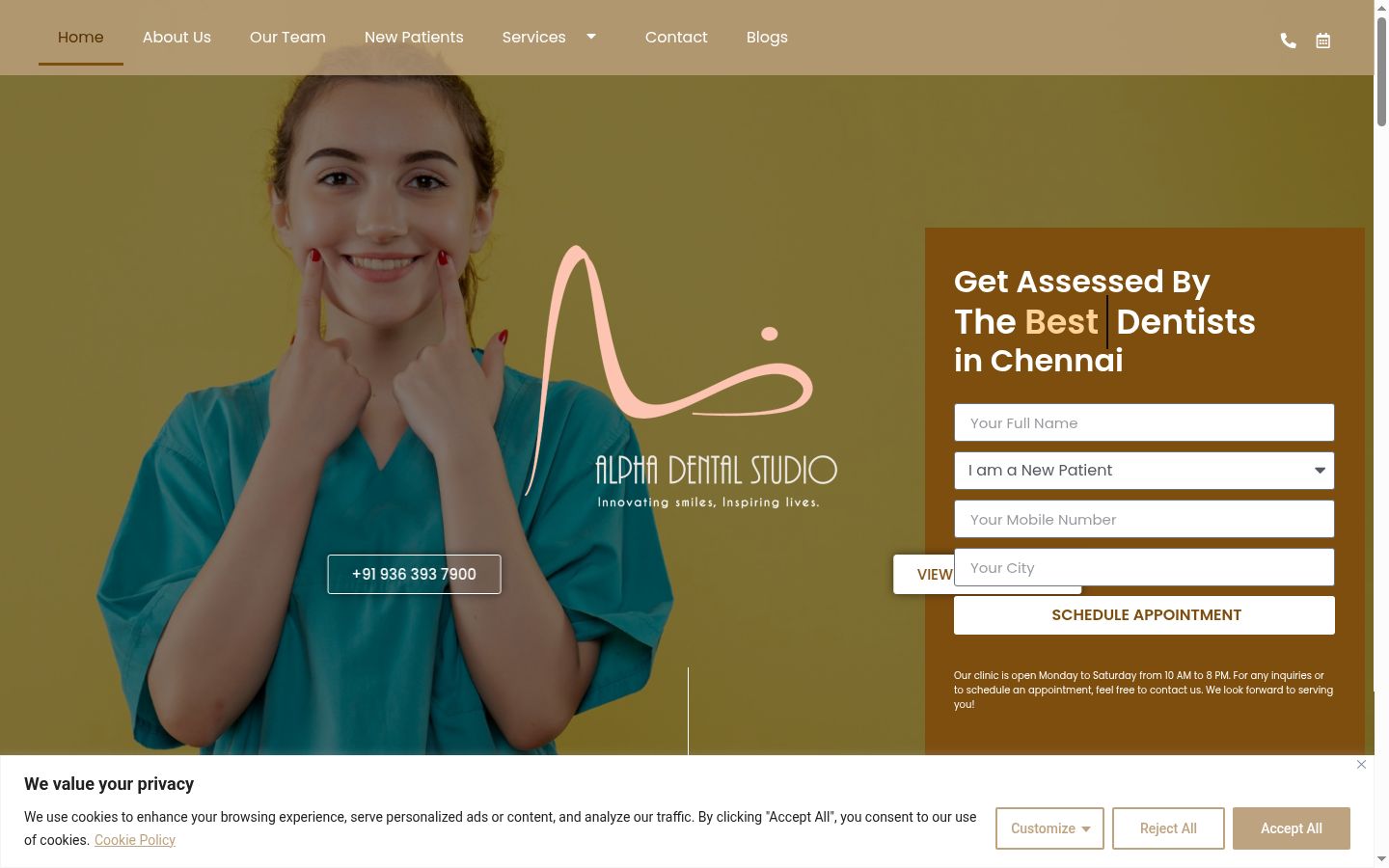 Screenshot del banner di consenso mostrato prima di qualsiasi interazione