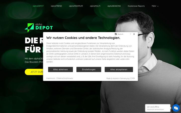 Screenshot of alphadepot.de