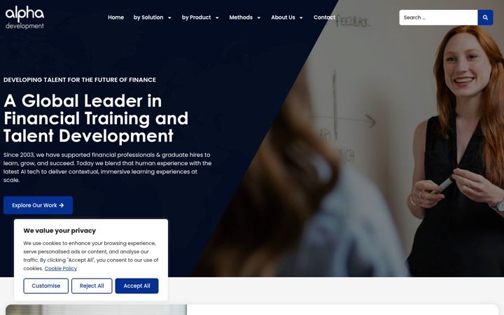Snímek obrazovky alphadevelopment.com
