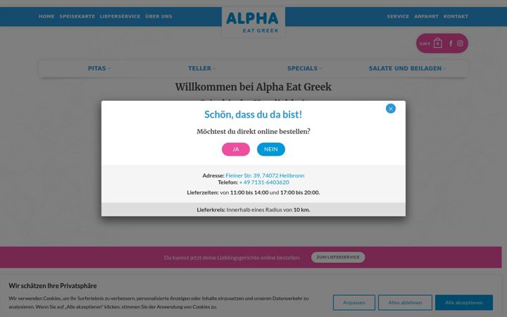 Captura de ecrã de alphaeatgreek.de