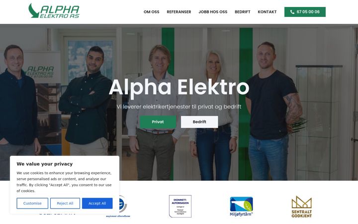 Screenshot of alphaelektro.no