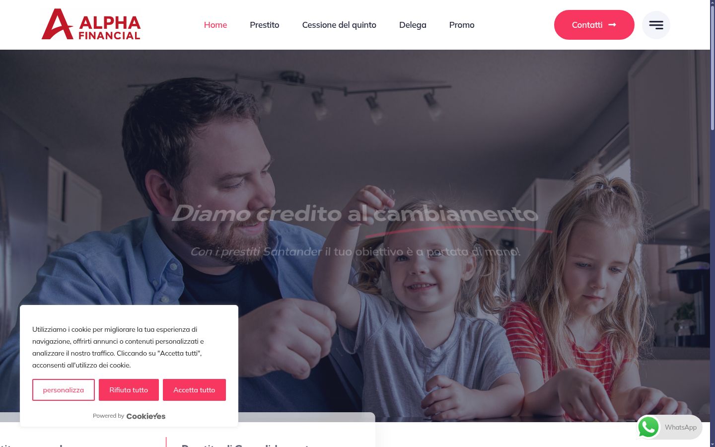 Screenshot del banner di consenso mostrato prima di qualsiasi interazione