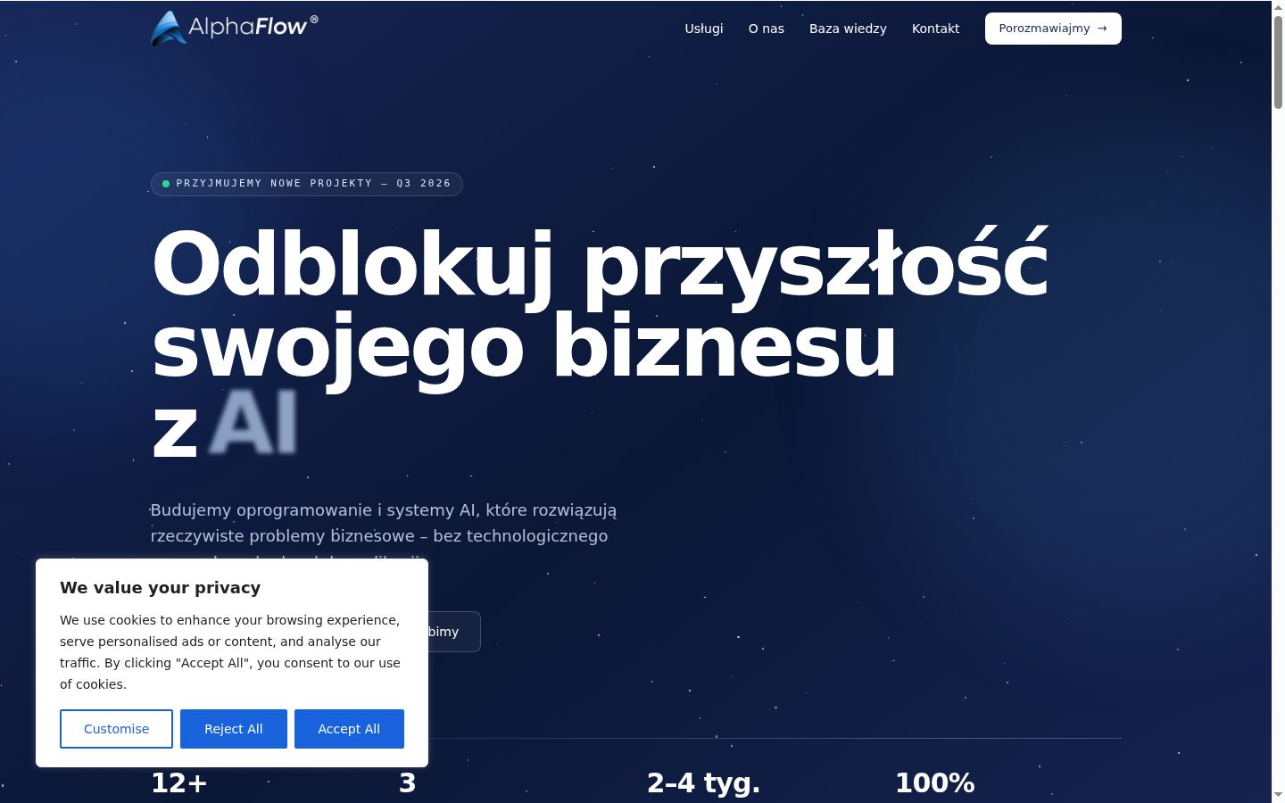 Screenshot del banner di consenso mostrato prima di qualsiasi interazione
