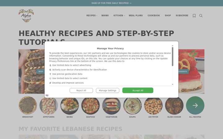 Screenshot of alphafoodie.com